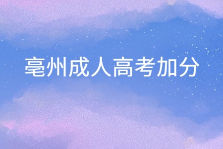 亳州成人高考加分