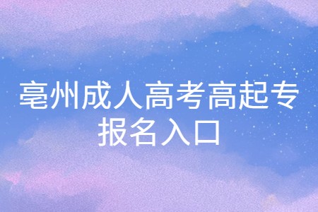 亳州成人高考高起专报名入口