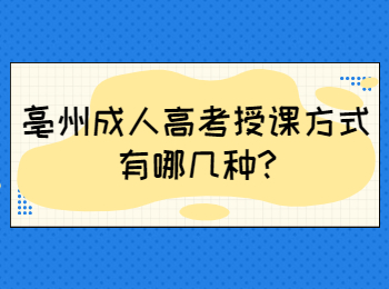 亳州成人高考授课方式有哪几种