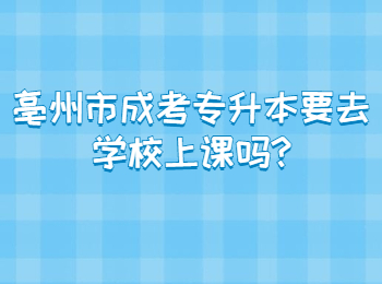 亳州市成考专升本要去学校上课吗