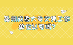 亳州成考大专文凭工作单位认可吗